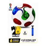 Janissary 3’lü Futbol Seti – 2026 Dünya Kupası Tasarımlı Top + 6 Numara Kaleci Eldiveni + Pompa