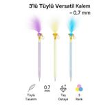 Janissary 3’lü Tüylü Taşlı Versatil Kalem Seti – 0.7 mm Uçlu, Şık ve Renkli Tüylü Kalemler