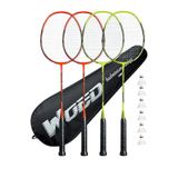 Janissary 4 Adet Profesyonel Karbon Fiber Badminton Raketi Deluxe Çantası Seti + 6 Adet Badminton Topu