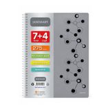 Janissary 7+4 bölümlü 275 Yaprak A4 Sipralli Ayraçlı Defter 7 Kareli 4 Çizgili Çoklu Defter Karışık Renk