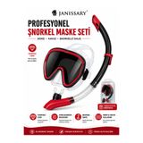 Janissary L1S Kırmızı Profesyonel Şnorkel Maske Seti – Temperli Cam Dalış Maskesi + Şnorkel Borusu +Deniz ve Havuz Kullanı