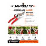 Janissary Profesyonel Budama Makası Ergonomik Saplı Keskin Çelik Bıçak Bahçe Dal Çiçek Meyve Ağacı Budama Makası