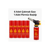 Janissary Pürmüz Çakmak Başlığı + 6 Adet PAR Gas Çakmak Gazı Seti | 1300°C Jet Alev | Mutfak, Kamp