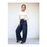 Jannock Kız Çocuk %100 Pamuk Baggy Fit Kargo Cepli Oversize Kot Pantolon - Konfor ve Şıklık Bir Arada!