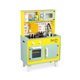 Janod - Büyük Ahşap Oyun Mutfak - Mutlu Günü - Rol Yapma Oyunu Oyuncak Kitchen - - buzdolabı ve mikrodalga fırın, Ses ve Işık ile Dahil 7 Aksesuarlar - 3 Yaşında itibaren, J06564