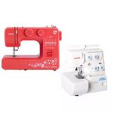 Janome E1015 Joy Of Sewing Dikiş Makinesi (Kırmızı) Ve 8002D Overlok Makinesi Avantaj Paketi