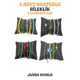 JANRA WORLD 5 Adet Rastgele Bileklik - Boncuklu Renkli Kadın Takı Seti - Hediye & Sürpriz Paket