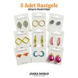 JANRA WORLD 5 Adet Rastgele Sürpriz Model Küpe Seti - Sevgiliye ve Arkadaşa Özel Hediye