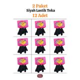 JANRA WORLD Siyah Lastik Toka 12 Adet | 2 Paket | Esnek ve Dayanıklı | Günlük Kullanım Saç Tokası