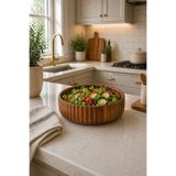 Janset Akasya Çizgili Kase ,büyük Boy 22*6cm Meyvelik Ekmeklik Salata Meze Bowl Curve Kase Sunum Tepsisi