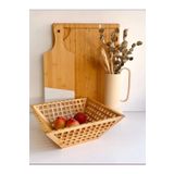 Janset Bambu kare kafes model meyvelik, 25 cm bambu bowl kase,bambu dekoratif kase tabak