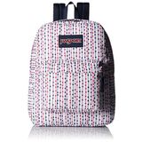 Jansport Superbreak Navy Front Rowspot Sırt Çantası, Beyaz Kirmizi Siyah Renkli Çizgili, Tek Beden