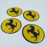 Jant Göbeği Arma Ferrari 60Mm Yapıştırma Sarı Siyah 4Lü Set