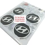 Jant Göbeği Arma Hyundai Alüminyum 60mm. 4'lü Set Siyah