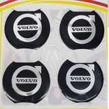 Jant Göbeği Arma Volvo 60mm Alüminyum Yapıştırma 4'lü Set Siyah
