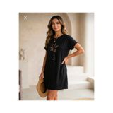 JANTIL MODA KADIN LOVE VE KELEBEK YAZILI BİSİKLET YAKA EXTRA LONG OVERSIZE TUNİK TİŞÖRT KISA KOL