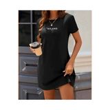 JANTIL MODA KADIN MİLANO İTALY YAZILI BİSİKLET YAKA EXTRA LONG OVERSIZE TUNİK TİŞÖRT KISA KOL