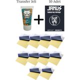 Janus Transfer Dövme Kağıdı 10'lu +Transfer Jeli Dövme Transfer Seti - Renkli