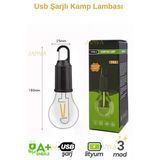 Janva 10W USB Şarjlı Askılı - 4 Kademeli Led Ampul 3200K - Sarı Işık