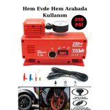 Janva Araba Oto Araç Lastik Şişirme Pompası Hava Kompresörü 250psi DC 12-AC 220 Volt Kompresör Pompa Seti