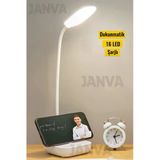 Janva Kablosuz Şarjlı Dokunmatik 16 LED Masa Lambası Ders Çalışma Okuma Işığı Dimmer Ayarlı