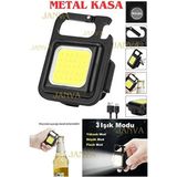 Janva Mini LED El Feneri , Karabinalı, Mıknatıslı , Su Geçirmez , Şişe Açacaklı , Şarjlı 800MAH - Siyah