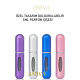 Janva Parfüm Şişesinden Çanta Içi Mini Doldurulabilir Seyahat Cep Yedek Parfüm Şişesi 5 Ml 1 Adet (Mavi)