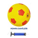 Janva Sarı Kırmızı Maç Topu Futbol Topu Kauçuk + Pompa + Şişirme Iğnesi