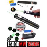 Janva Şarjlı Turbo Yeşil Lazer Pointer 15000 Mv Güçlü Kibrit Yakabilen 150KM Siyah Renkli