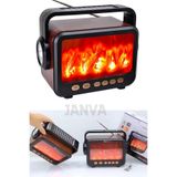 Janva ŞÖMİNELİ NOSTALJİK RADYO bluetooth Uyumlu Usb Şarjlı Değişebilir Pilli EL fenerli