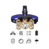 Janva Taka Riko 150w Ultra Güçlü Led Şarjlı 5 Led 5x Cree Led Kafa Feneri Avcı Feneri Balıkçı Kamp Lambası Çok Renkli