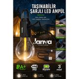 Janva Taşınabilir Şarjlı Led Ampül Outdoor Kamp Bahçe Lambası 11W Askılı Kırılmaz Led Işık