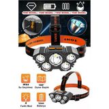 Janva Usb Şarjlı 150W Ultra Güçlü Led Şarjlı 5 Led 5X Cree Led Kafa Feneri Avcı Feneri Balıkçı Kamp Feneri