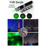 Janva Usb Şarjlı Voltran Yeşil Lazer Kalem Başlıklı Yeşil Lazer Pointer Turbo Işın Yeşil Laser Pointer