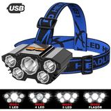Janva X- Riko 150W Ultra Güçlü LED Şarjlı 5 LED 5x Cree LED Kafa Feneri Avcı Feneri Balıkçı Kamp Feneri 5başlık Fju Kafa - Siyah