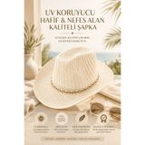 Janva Yazlık Hava Alan İnce Hafif Şapka Koruyucu Yürüyüş Safari Kovboy Gezi Özel Hasır İp