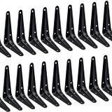 Janyang 20'li Paket Raf Braketi 10 x 7 cm, Ağır Hizmet Tipi Siyah Metal Yüzer Raf Braketi, Rustik Çiftlik Evi Dekoratif Demir L Braket, J Braket Duvar Melek Ahşap Raflar için Köşe Braketi