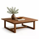 Japandi Masif Çam Orta Sehpa - El Yapımı İskandinav & Japon Minimalist Ceviz Rengi Ahşap Sehpa