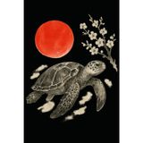 Japanese Sea Turtle Dot Grid Notebook – Minimalist Sumi-e Art with Red Sun and Cherry Blossoms (Japanese Animals Series): 120 Dot Grid Pages, 6x9, ... for Bullet Journaling and Creative Notes