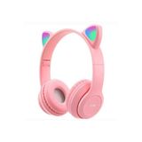 Japanex Kafa üstü P47M kablosuz kulaklık sevimli kedi ile LED Stereo telefon Bluetooth kulaklık