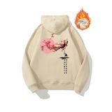 Japon Ağacı Baskılı Oversize Kapşonlu Sweatshirt