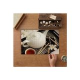 Japon Çayı- Beyaz Çiçekler Tasarımı 240 Parça Ahşap Puzzle Ahşap Kutuda MP00356