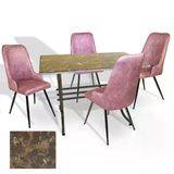 Japon - Çırağan Masa Takımı - 70X120 (Werzalit, Wermodin Ve Allzalit Tabla) - (Karacabey Mermer - Pembe)