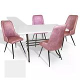 Japon - Çırağan Masa Takımı - 80X120 (Werzalit, Wermodin Ve Allzalit Tabla) - (Beyaz - Pembe)