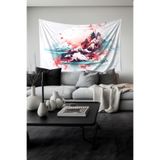 Japon Dağı Desenli Duvar Halısı Duvar Örtüsü Tapestry Süetimsi Dokulu%100 Polyester Kumaş