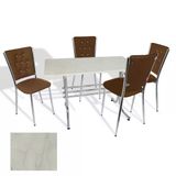 Japon - Kapitoneli Masa Takımı - 70X120 (Werzalit, Wermodin Ve Allzalit Tabla) - (Golden Marble - Kahve)