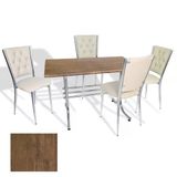 Japon - Kapitoneli Masa Takımı - 70X120 (Werzalit, Wermodin Ve Allzalit Tabla) - (Rustic Dark - Krem)