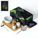 Japon Matcha Çay Seti, 10 Parça Seremoni Kiti, Bambu Çırpıcı, Seramik Kase ve Aksesuarlar - Beyaz