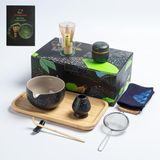 Japon Matcha Çay Seti, 10 Parça Seremoni Kiti, Bambu Çırpıcı, Seramik Kase ve Aksesuarlar - Siyah