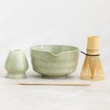Japon Matcha Çay Seti 4 Parça, Seramik Çay Kasesi, Bambu Çırpıcı, Kepçe, Çırpıcı Standı, 500ML